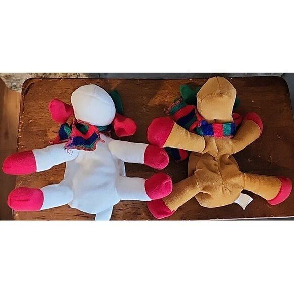 Main Joy Limited Dog & Raindear Stuffed Plush Animal Christmas Bean Bag Set Of 2 - Picture 3 of 9